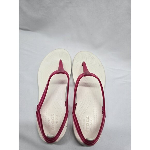 Crocs Isabella White And Pink T-Strap Iconic Comfort Sandal Size 6 Women's - Picture 5 of 16